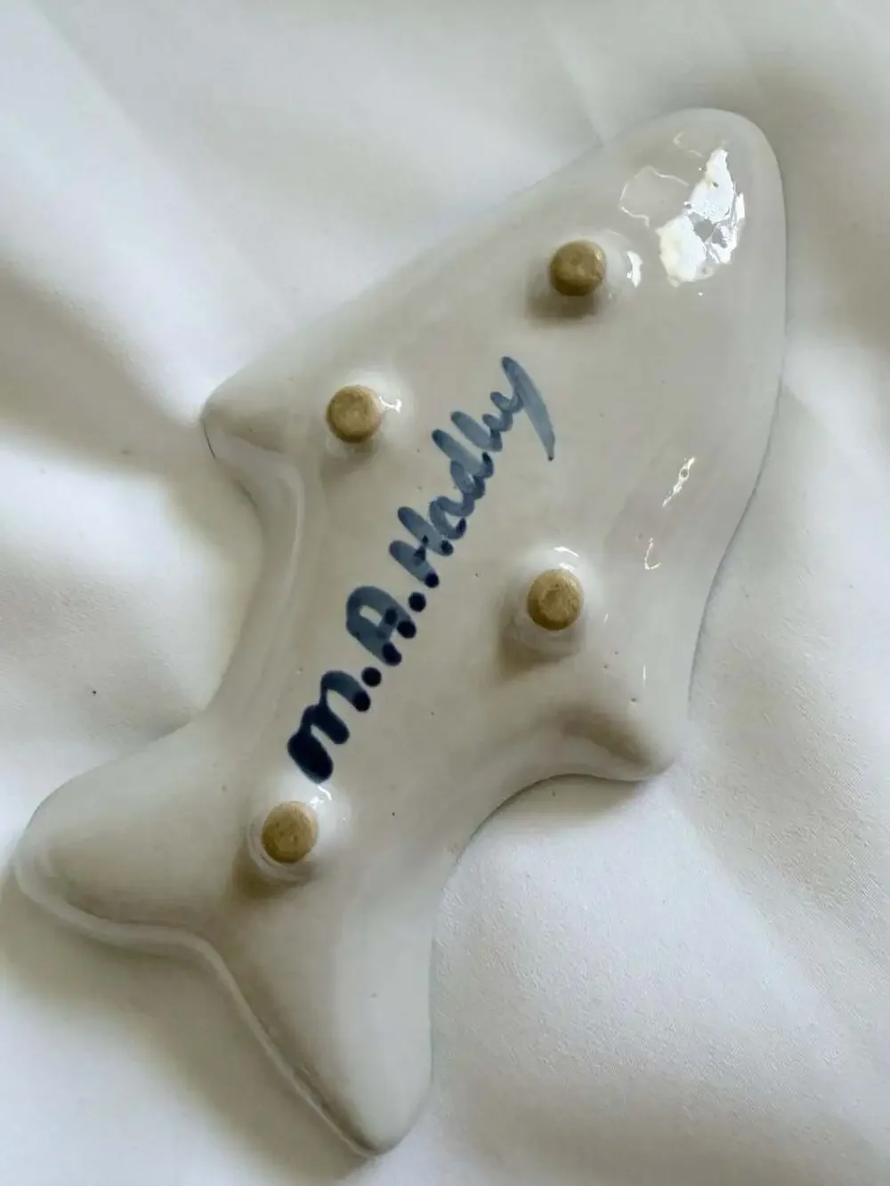 M.A. Hadley Hand Painted Ceramic Fish Spoon Rest or Trinket Dish